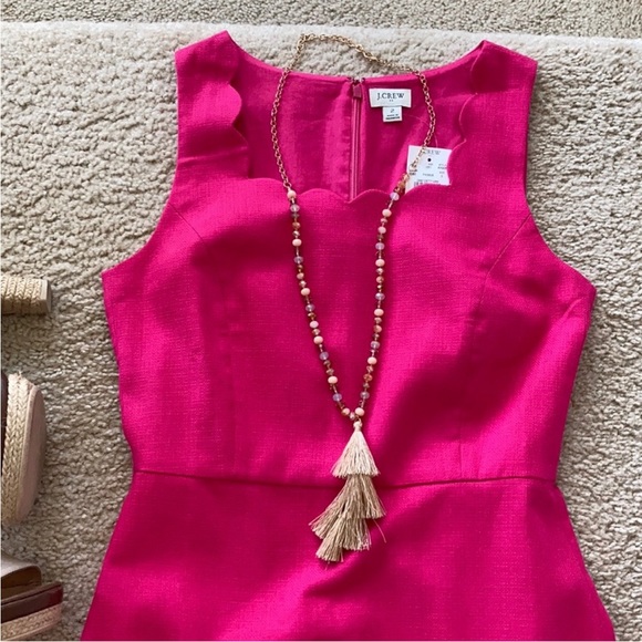 J. Crew Scalloped Basketweave Square Neck Dress - Picture 3 of 9